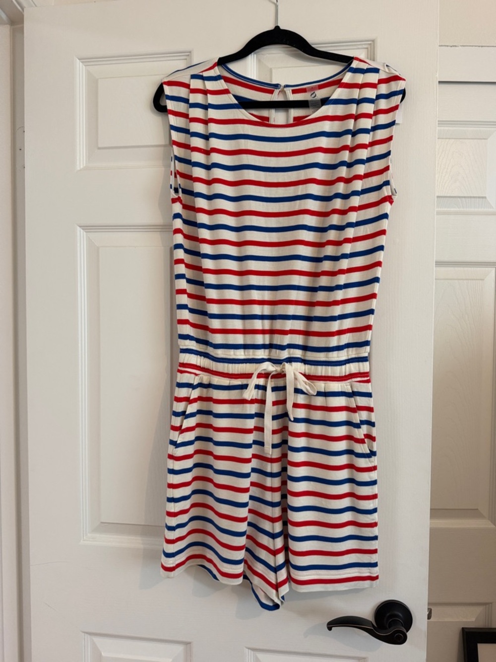 NWT Lou & Grey White Romper with Red and Blue Stripes